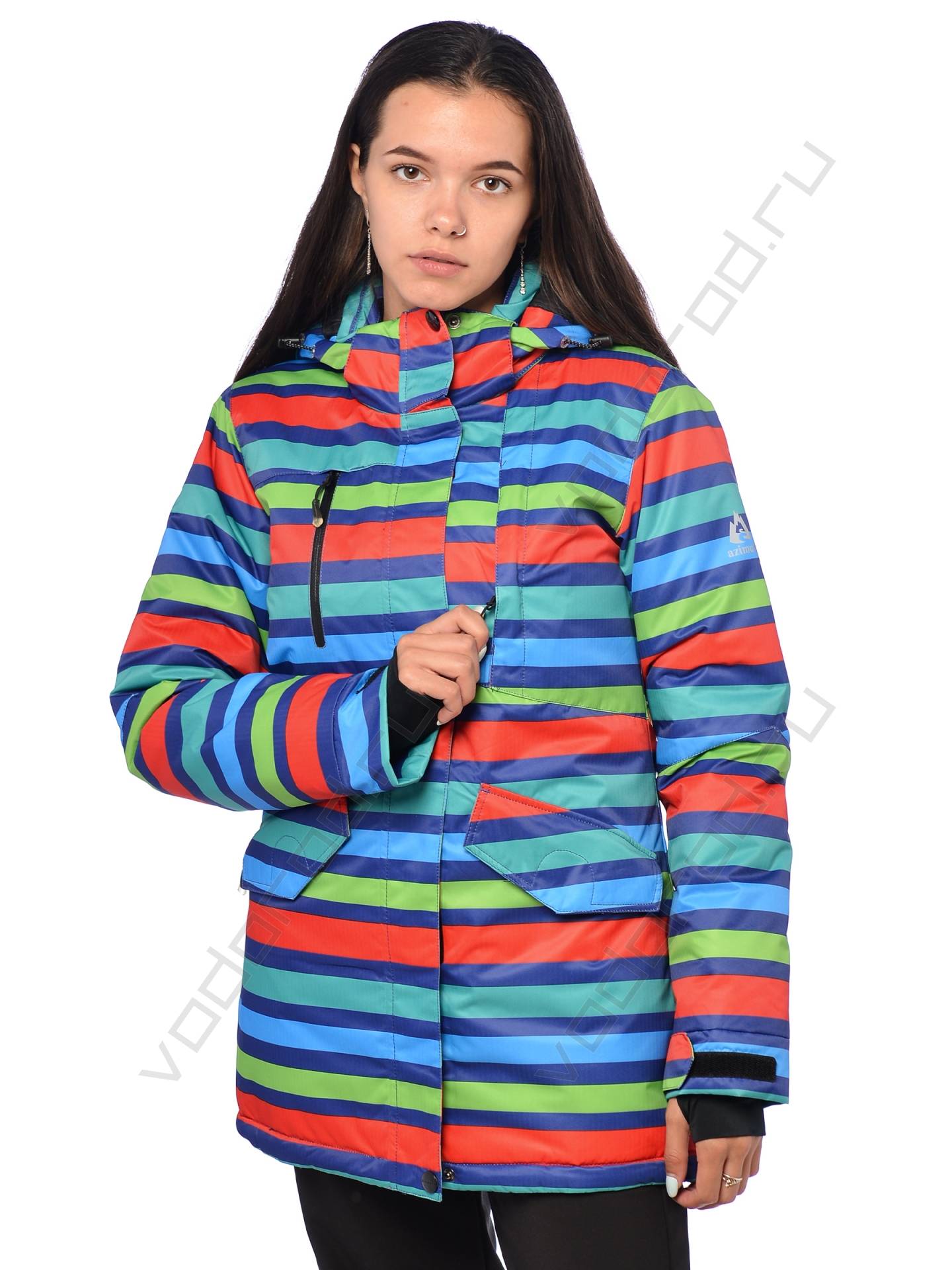 Горнолыжная куртка женская цвет синий/красный 85