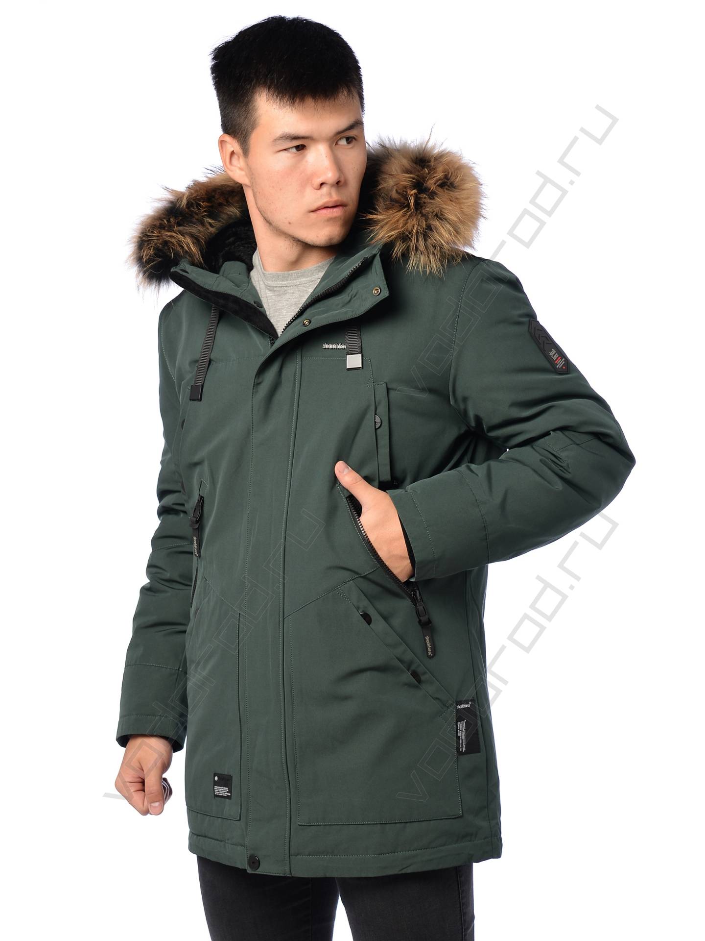 Зимняя куртка мужская цвет зеленый 151
