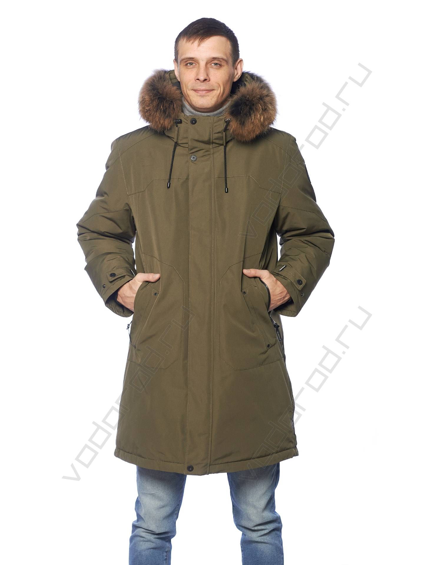 Зимняя куртка мужская цвет хаки 361